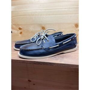 Tommy Hilfiger Men's Bowman 10 Blue Leather Boat Shoes with White Sole Size 13